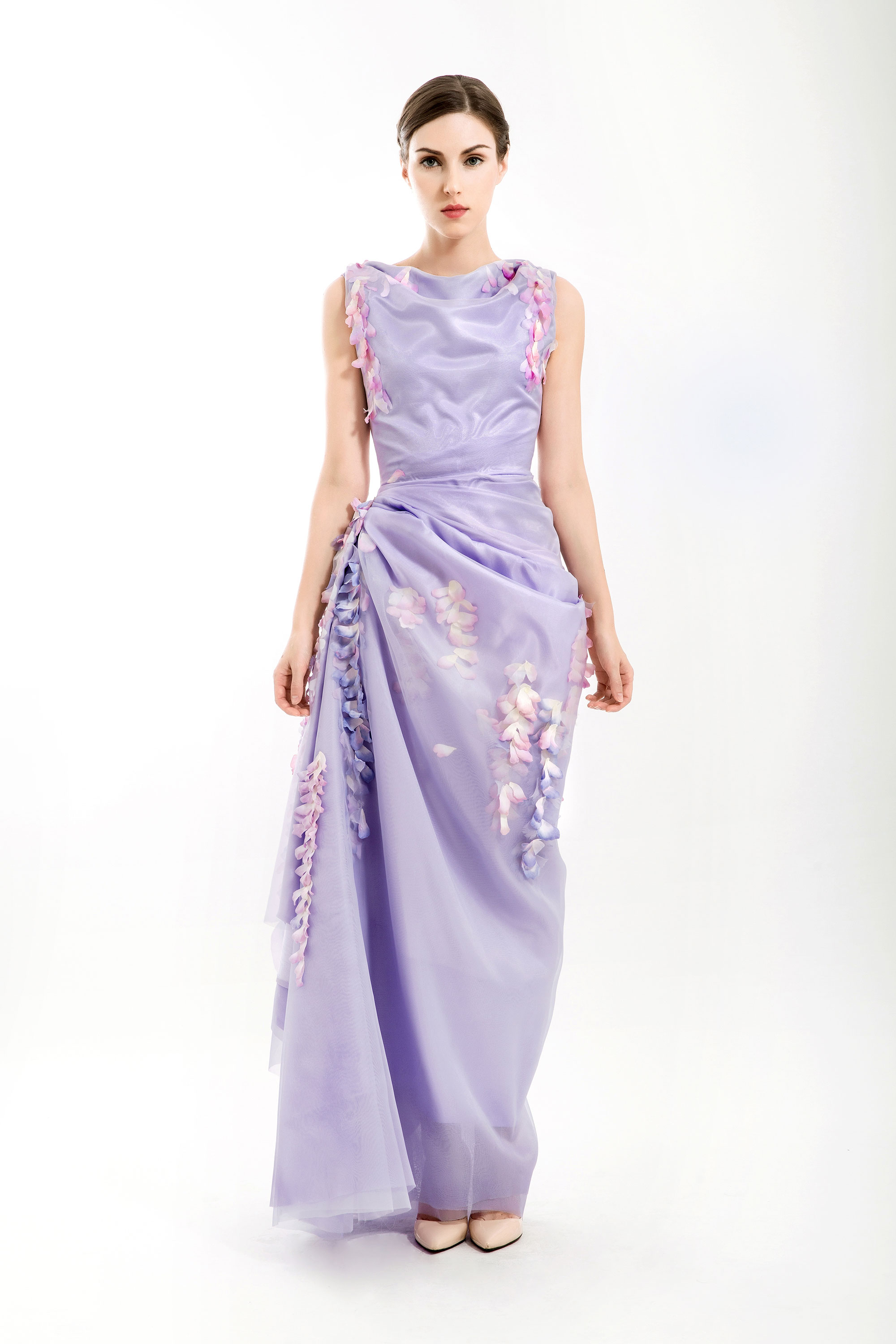 Wisteria Draped Mermaid Dress, Purple